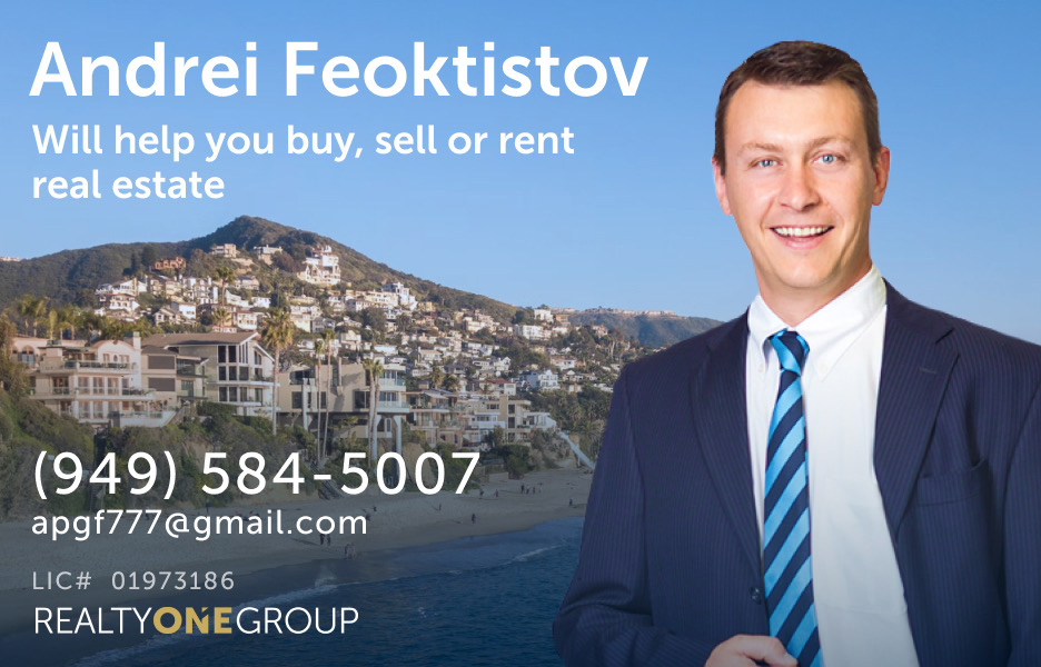 Andrei Feoktistov
Buy, Sell or Rent Real Estate
(949) 584-5007
apgf777@gmail.com